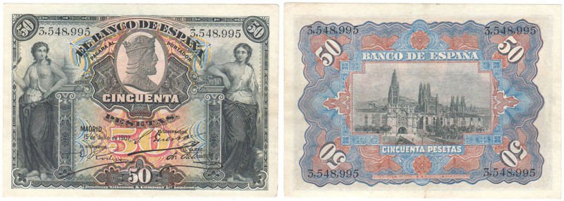 BILLETES
BANCO DE ESPAÑA
50 Pesetas. 15 Julio 1907. Serie C. ED.319. MBC+