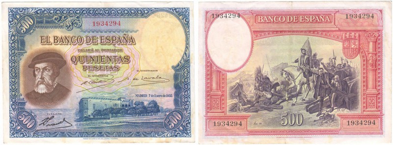BILLETES
GUERRA CIVIL-ZONA REPUBLICANA, BANCO DE ESPAÑA
500 Pesetas. 7 Enero 1...