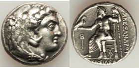 MACEDONIAN KINGDOM. Alexander III the Great (336-323 BC). AR tetradrachm (26mm, 16.77 gm, 8h). XF. Late lifetime-early posthumous issue of Aradus, ca....