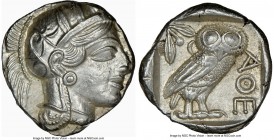 ATTICA. Athens. Ca. 440-404 BC. AR tetradrachm (24mm, 17.23 gm, 9h). NGC Choice AU 5/5 - 4/5. Mid-mass coinage issue. Head of Athena right, wearing cr...