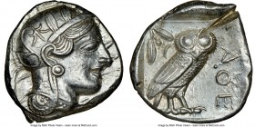 ATTICA. Athens. Ca. 440-404 BC. AR tetradrachm (25mm, 17.18 gm, 4h). NGC Choice AU 5/5 - 2/5, test cut. Mid-mass coinage issue. Head of Athena right, ...