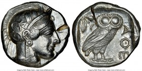 ATTICA. Athens. Ca. 440-404 BC. AR tetradrachm (23mm, 17.20 gm, 7h). NGC AU 5/5 - 2/5, test cuts. Mid-mass coinage issue. Head of Athena right, wearin...