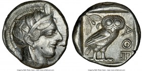 ATTICA. Athens. Ca. 440-404 BC. AR tetradrachm (24mm, 17.16 gm, 10h). NGC Choice XF 5/5 - 5/5. Mid-mass coinage issue. Head of Athena right, wearing c...