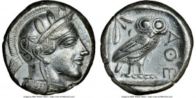 ATTICA. Athens. Ca. 440-404 BC. AR tetradrachm (24mm, 17.16 gm, 10h). NGC Choice XF 5/5 - 4/5. Mid-mass coinage issue. Head of Athena right, wearing c...
