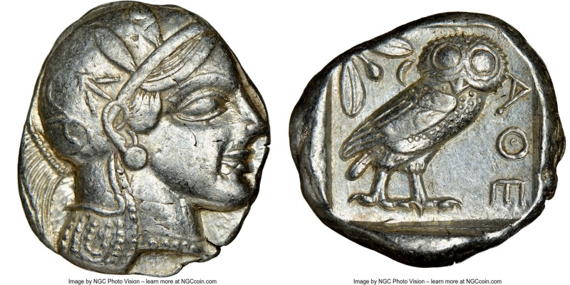 ATTICA. Athens. Ca. 440-404 BC. AR tetradrachm (23mm, 17.15 gm, 3h). NGC Choice ...
