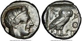 ATTICA. Athens. Ca. 440-404 BC. AR tetradrachm (23mm, 17.18 gm, 10h). NGC XF 5/5 - 4/5. Mid-mass coinage issue. Head of Athena right, wearing crested ...