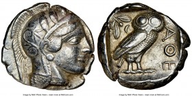 ATTICA. Athens. Ca. 440-404 BC. AR tetradrachm (24m, 17.13 gm, 5h). NGC XF 5/5 - 4/5. Mid-mass coinage issue. Head of Athena right, wearing crested At...