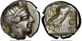 ATTICA. Athens. Ca. 440-404 BC. AR tetradrachm (25mm, 17.18 gm, 12h). NGC XF 4/5 - 5/5. Mid-mass coinage issue. Head of Athena right, wearing crested ...