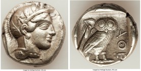 ATTICA. Athens. Ca. 440-404 BC. AR tetradrachm (25mm, 17.13 gm, 11h). About XF, test cut. Mid-mass coinage issue. Head of Athena right, wearing creste...