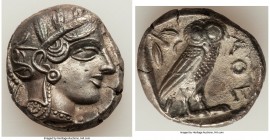 ATTICA. Athens. Ca. 440-404 BC. AR tetradrachm (25mm, 16.77 gm, 8h). Choice XF, porosity. Mid-mass coinage issue. Head of Athena right, wearing creste...