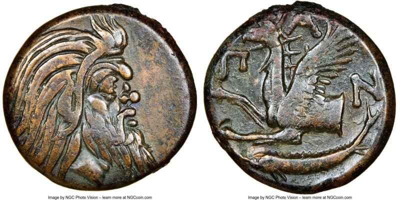 CIMMERIAN BOSPORUS. Panticapaeum. 4th century BC. AE (21mm, 11h). NGC VF. Head o...