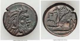 CIMMERIAN BOSPORUS. Panticapaeum. 4th century BC. AE (21mm, 7.12 gm, 12h). Choice VF. Head of bearded Pan right / Π-A-N, forepart of griffin left, stu...