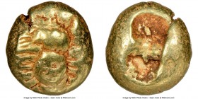 IONIA. Ephesus. Ca. 600-550 BC. EL third-stater or trite (12mm, 4.62 gm). NGC Choice Fine 4/5 - 4/5. 'Primitive' bee, viewed from above / Two incuse s...