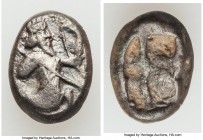 ACHAEMENID PERSIA. Xerxes II-Artaxerxes II (5th-4th centuries BC). AR siglos (17mm, 4.57 gm). VF. Sardes, ca. 420-375 BC. Persian king or hero, wearin...