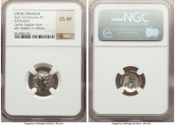 LYCIAN LEAGUE. Phaselis. Ca. 167-81 BC. AR drachm (15mm, 1h). NGC Choice XF. Series 1. Laureate head of Apollo right, hair falling in two ringlets / Φ...