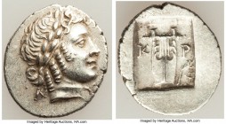 LYCIAN LEAGUE. Cragus. Ca. 48-20 BC. AR hemidrachm (17mm, 1.89 gm, 12h). AU. Series 2. Laureate head of Apollo right, wearing wreath and taenia; Λ-Y b...