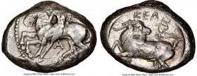 CILICIA. Celenderis. Ca. 425-350 BC. AR stater (20mm, 12h). NGC VF. Persic standard, ca. 425-400 BC. Youthful nude male rider, reins in right hand, ke...