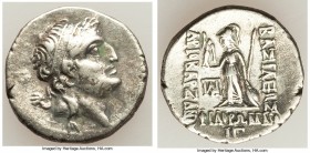 CAPPADOCIAN KINGDOM. Ariobarzanes I Philoromaeus (96-66/3 BC). AR drachm (18mm, 3.89 gm, 12h). VF. Eusebeia under Mount Argaeus, dated Year 13. Diadem...