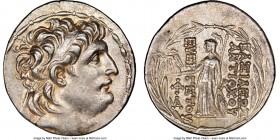SELEUCID KINGDOM. Antiochus VII Euergetes (Sidetes) (138-129 BC). AR tetradrachm (29mm, 1h). NGC AU. Antioch on the Orontes. Diademed head of Antiochu...