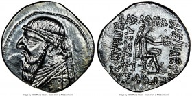 PARTHIAN KINGDOM. Mithradates II (ca. 121-91 BC). AR drachm (21mm, 12h). NGC AU, brushed. Rhagae, ca. 109-96/5 BC. Diademed, draped bust of Mithradate...