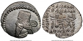 PARTHIAN KINGDOM. Pacorus I (ca. AD 78-120). AR drachm (22mm, 3.51 gm, 12h). NGC MS 5/5 - 4/5, brushed. Ecbatana. Bust of Pacorus left with long point...