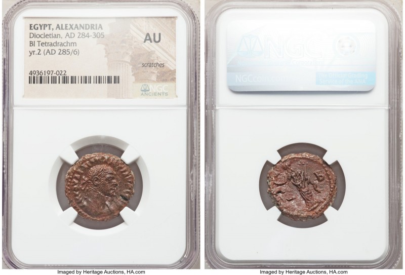 EGYPT. Alexandria. Diocletian (AD 284-305). BI tetradrachm (20mm, 11h). NGC AU, ...