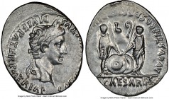 Augustus (27 BC-AD 14). AR denarius (21mm, 1h). NGC Choice XF. Lugdunum, 2 BC-AD 4. CAESAR AVGVSTVS-DIVI F PATER PATRIAE, laureate head of Augustus ri...