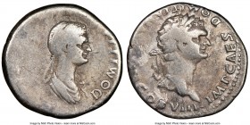 Domitian (AD 81-96). AR cistophorus (25mm, 5h). NGC Fine. Rome, AD 82. IMP CAES DOMITIAN AVG P M COS VIII, laureate head of Domitian right / DOMITIA A...