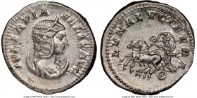 Julia Domna (AD 193-217). AR antoninianus (23mm, 5.78 gm, 7h) NGC Choice AU 5/5 - 4/5. Rome, AD 211-217. IVLIA PIA-FELIX AVG, draped bust of Julia Dom...