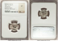Geta (AD 209-211). AR denarius (19mm, 6h). NGC XF. Rome, AD 200-202. P SEPT GETA - CAES PONT, draped, cuirassed bust right, head bare / PR-INC IVVENTV...