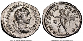Elagabalus (AD 218-222). AR denarius (19mm, 6h). NGC Choice AU. Rome, AD 220. IMP ANTONINVS PIVS AVG, laureate, draped bust of Elagabalus right, seen ...