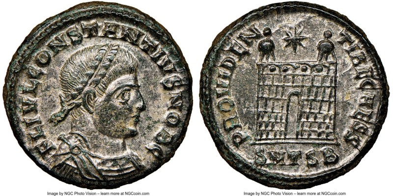 Constantius II, as Caesar (AD 337-361). AE3 or BI nummus (19mm, 3.60 gm, 5h). NG...