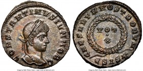 Constantine II, as Caesar (AD 337-340). AE3 or BI nummus (18mm, 2.63 gm, 6h). NGC MS 5/5 - 5/5. Siscia, 5th officina, AD 320-321. CONSTANTINVS IVN NOB...