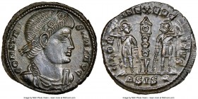 Constans, as Augustus (AD 337-350). AE4 or BI nummus (17mm, 1.92 gm, 7h). NGC MS 5/5 - 5/5. Siscia, 1st officina, ca. AD 337-340. CONSTAN-S MAX AVG, l...