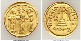 Heraclius (AD 610-641), with Heraclius Constantine and Heraclonas. AV solidus (20mm, 4.45 gm, 6h). Choice VF. Constantinople, 5th officina, ca. AD 640...