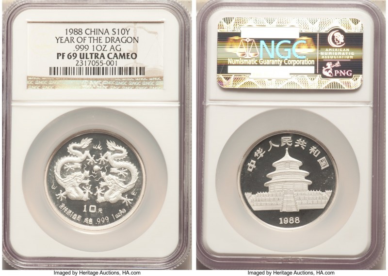 People's Republic Proof "Year of the Dragon" 10 Yuan 1988 PR69 Ultra Cameo NGC, ...