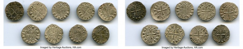 Principality of Antioch 9-Piece Lot of Uncertified Bohemond Era "Helmet" Deniers...