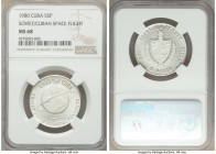 Republic Pair of Certified Multiple Pesos 1980 NGC, 1) 5 Pesos - MS68, KM47 2) 10 Pesos - MS69, KM50 Issued for the Soviet / Cuban space flight. Sold ...