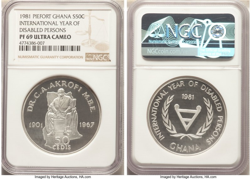 Republic Proof Piefort 50 Cedis 1981 PR69 Ultra Cameo NGC, KM-P1. International ...