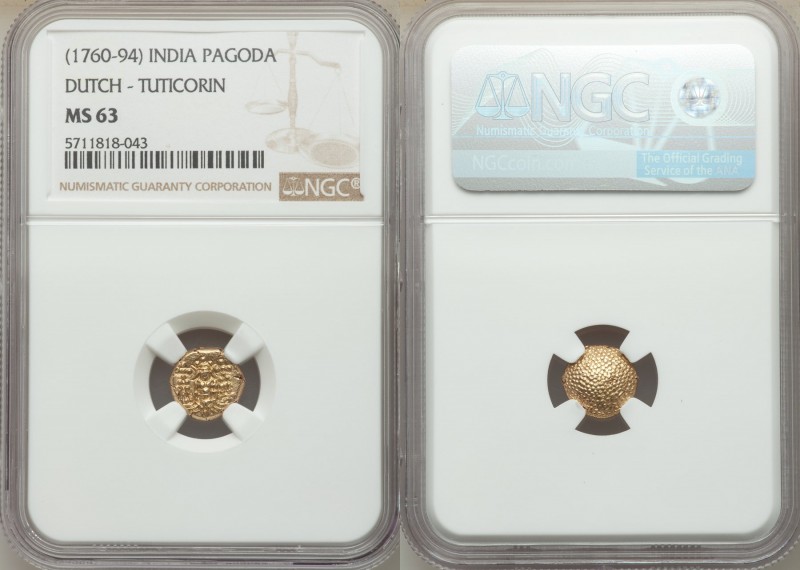 Dutch India gold Pagoda ND (1760-1794) MS63 NGC, Tuticorin mint, KM49. 

HID09...