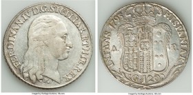 Naples & Sicily. Ferdinand IV 120 Grana 1795 P/M-AP XF, KM215, Dav-1409. 40.5mm. 27.25gm. Dealer tag included. 

HID09801242017

© 2020 Heritage A...