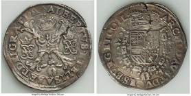 Flanders. Albert & Isabel Patagon ND (1598-1621) Bruges mint, Dav-4434. 43.8mm. 26.85gm. Golden brown toning with teal and red highlights. Dealer tag ...