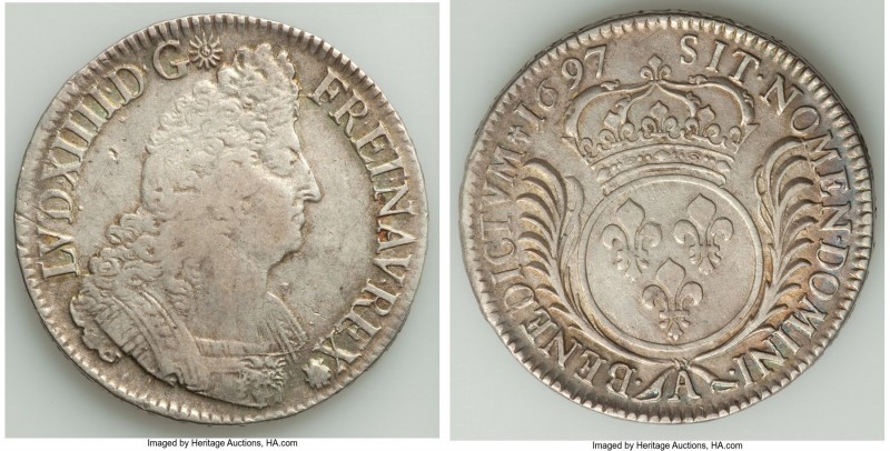 Pair of Uncertified Assorted World Crowns, 1) France: Louis XIV Ecu 1697-A - VF,...