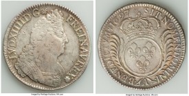 Pair of Uncertified Assorted World Crowns, 1) France: Louis XIV Ecu 1697-A - VF, Paris mint, KM298.1. 40.0mm. 27.18gm 2) Denmark: Frederik VII Specied...