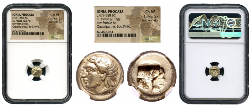 Jonia. Phokaia. 1/6 de estátera o Hekte. 477-388 a.C. (Bodenstedt-96). (Sng Cop-...