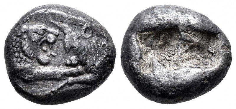 Lidia. Croesus. 1/2 estátera. 545-520 a.C. Sardes. (SNG Kayhan 1024-1026). Anv.:...