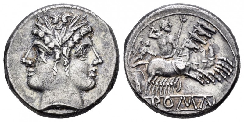 Anónima. Didracma - Quadrigatus. 220-205 a.C. Roma. (Craw-29/3). (Seaby-64). Anv...