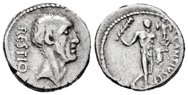 Antia. Denario. 47 a.C. Roma. (Ffc-152). (Craw-455/1). (Cal-137). Anv.: Cabeza d...