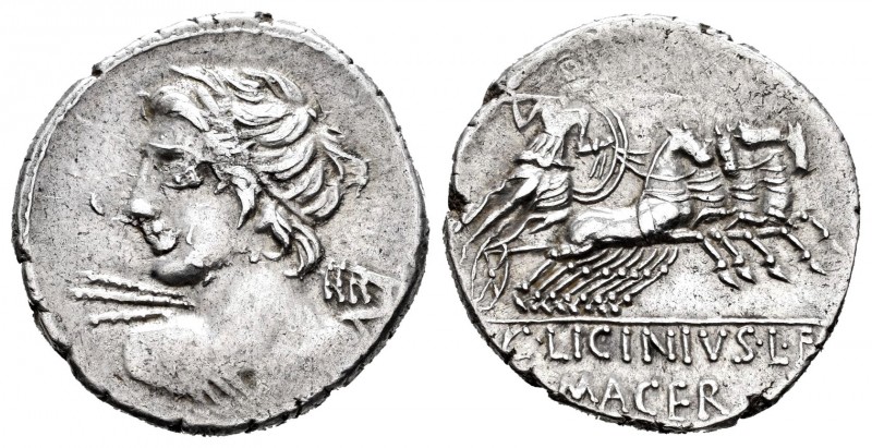 Licinia. Denario. 84 a.C. Roma. (Ffc-803). (Craw-354/1). (Cal-889). Anv.: Cabeza...