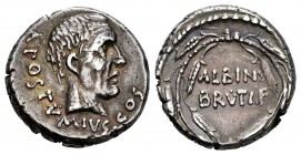 Postumia. Denario. 48 a.C. Roma. (Ffc-1081, mismo ejemplar). (Craw-450/3c). (Cal-1224). Anv.: Cabeza de Aulus Postumius a derecha, alrededor A POSTVMI...
